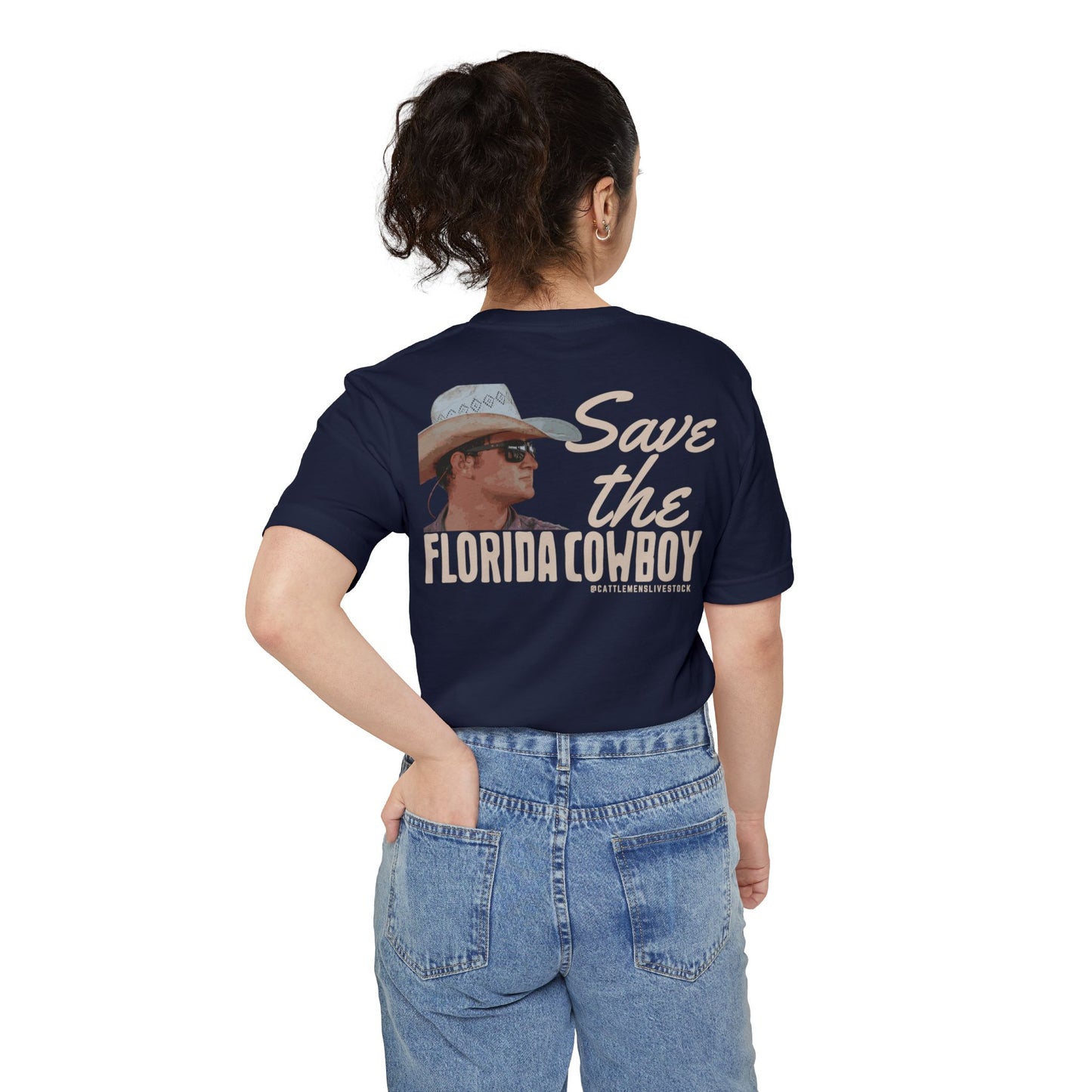 "Save the Florida Cowboy" - Navy Unisex Pocket T-shirt