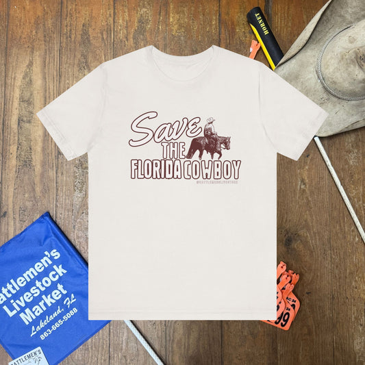 SAVE THE FLORIDA COWBOY | Vintage White BELLA CANVAS Tee