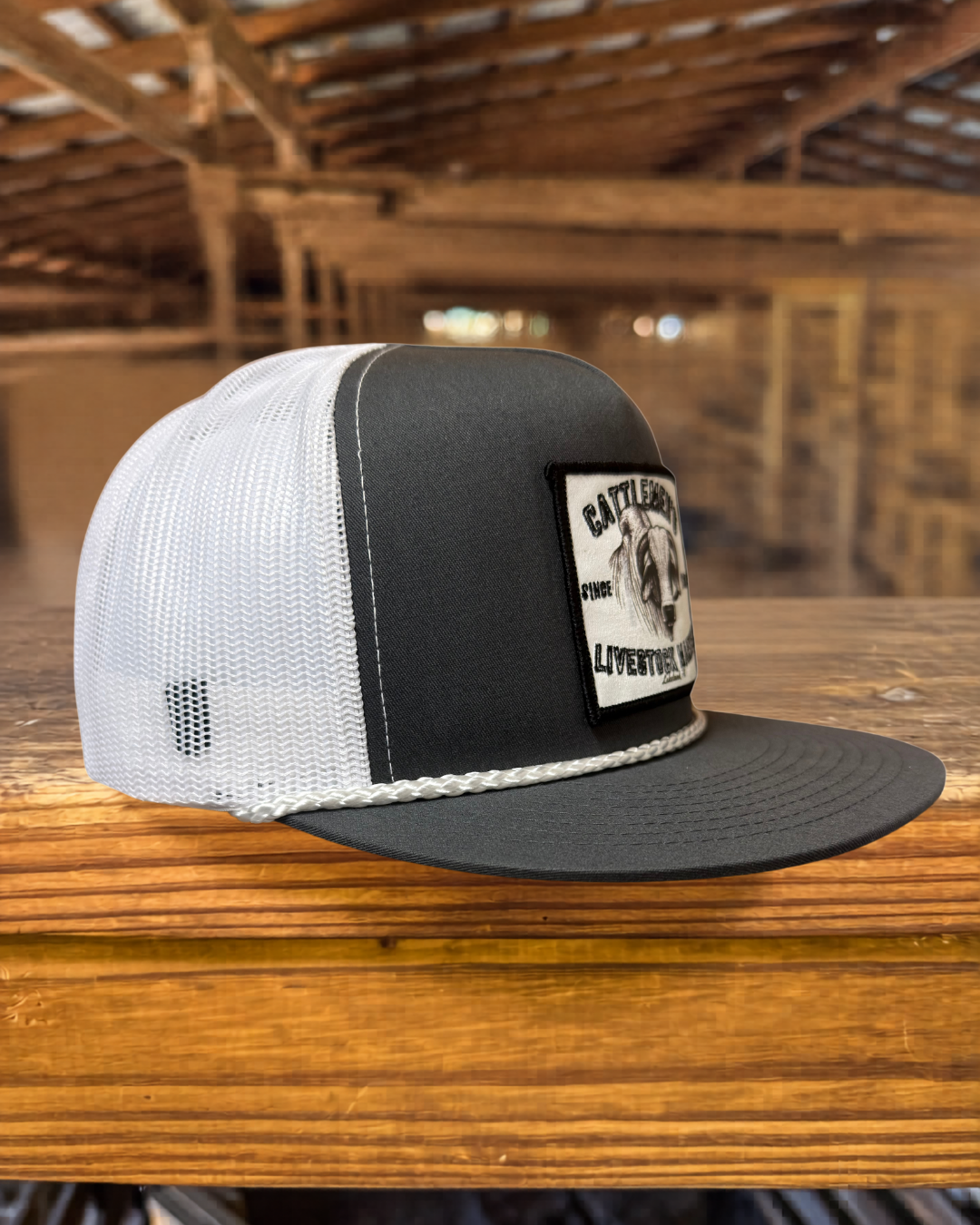 The Cattlemen's Patch Hats - Charcoal gray & White