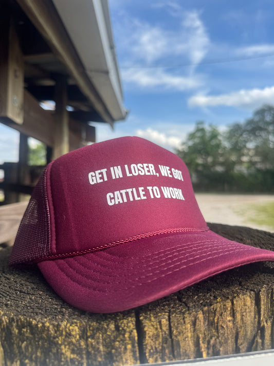Cattle to Work Hat | Pre Order - will ship 9/12 | Maroon Hat