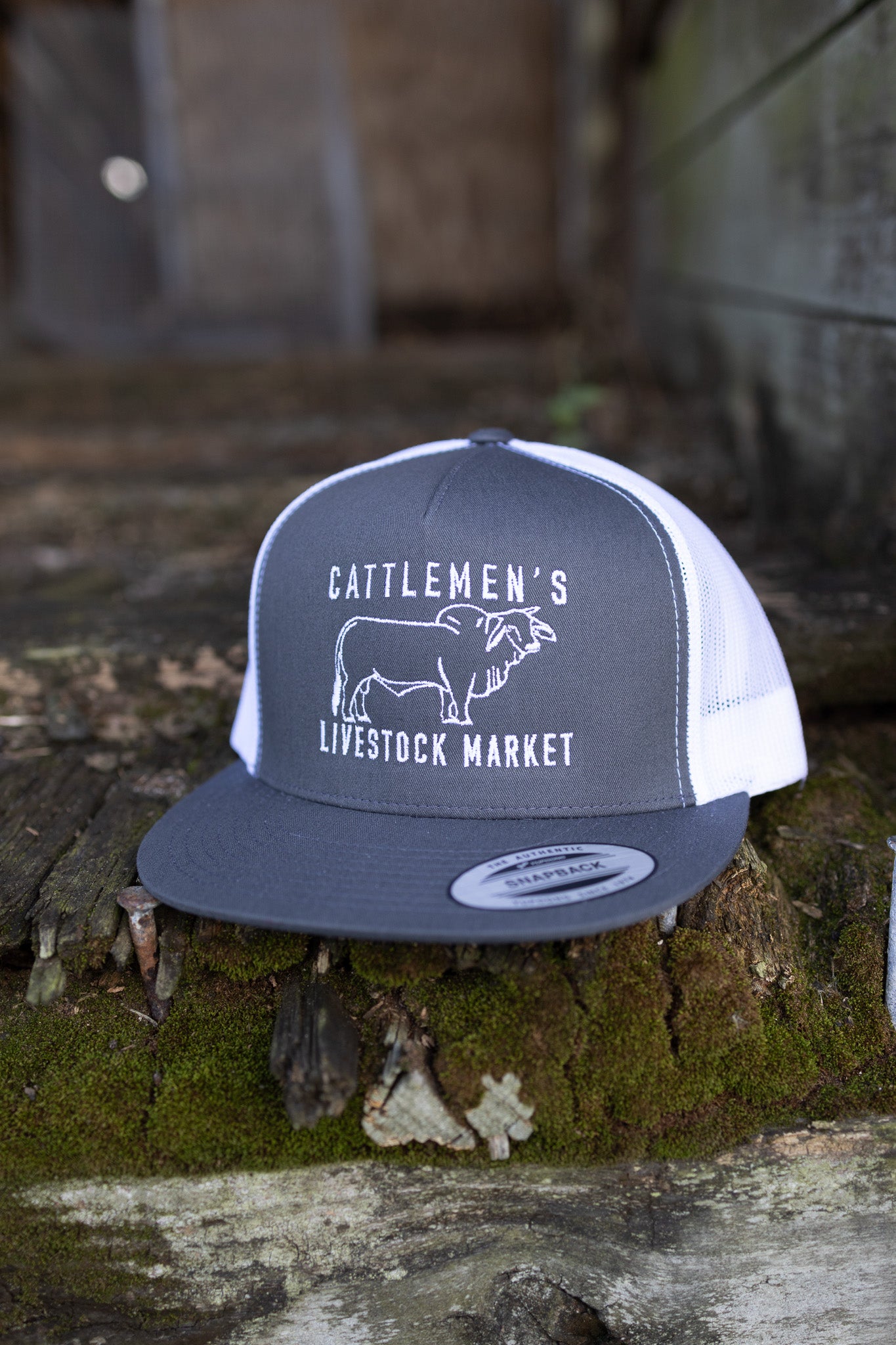 Cattlemen's Old School Logo Hat - Charcoal & white