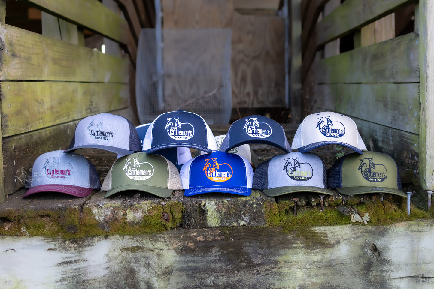 Cattlemen's Old School Logo Hat - Charcoal & white