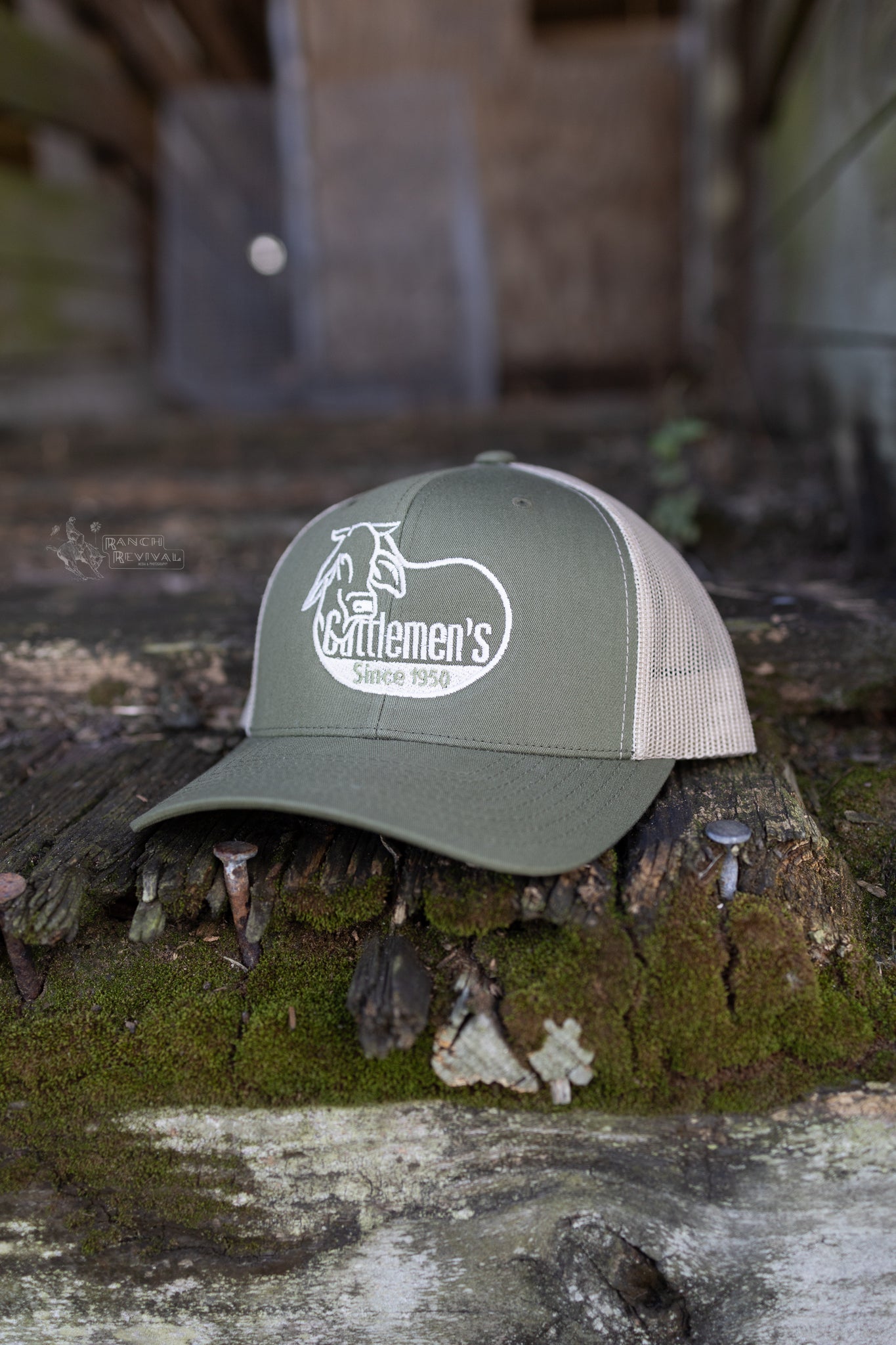 Cattlemen's  Logo Hat -  Olive & Tan