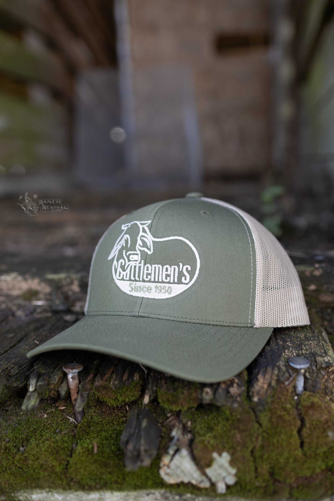 Cattlemen's  Logo Hat -  Olive & Tan