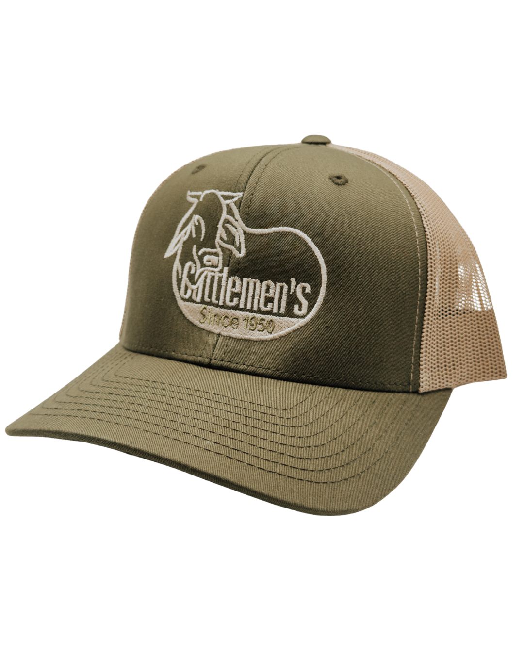 Cattlemen's  Logo Hat -  Olive & Tan