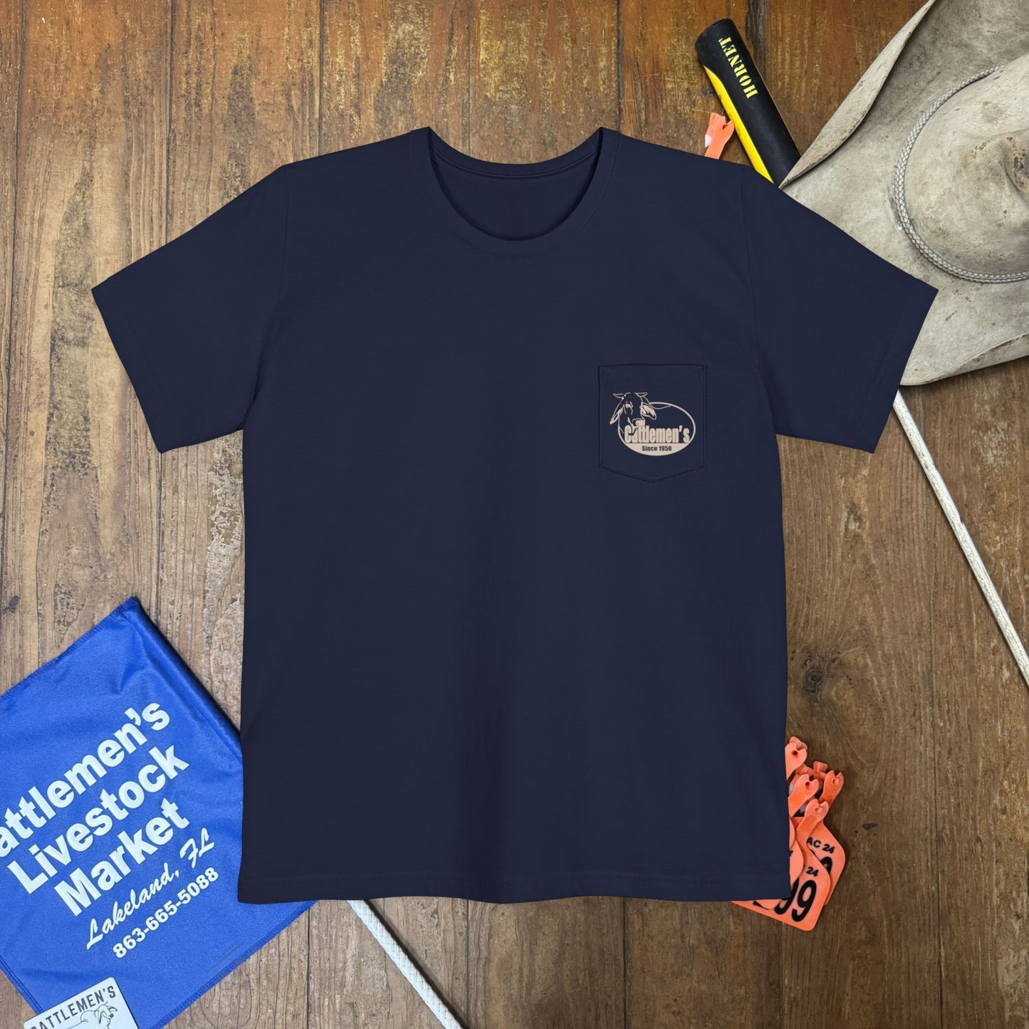 "Save the Florida Cowboy" - Navy Unisex Pocket T-shirt