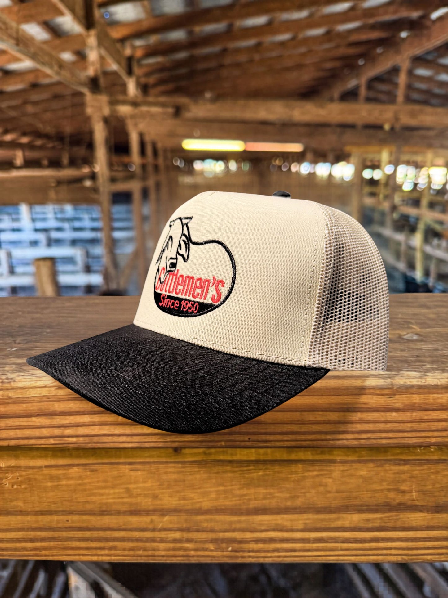 Cattlemen's  Logo Hat -  Khaki/Black/Red