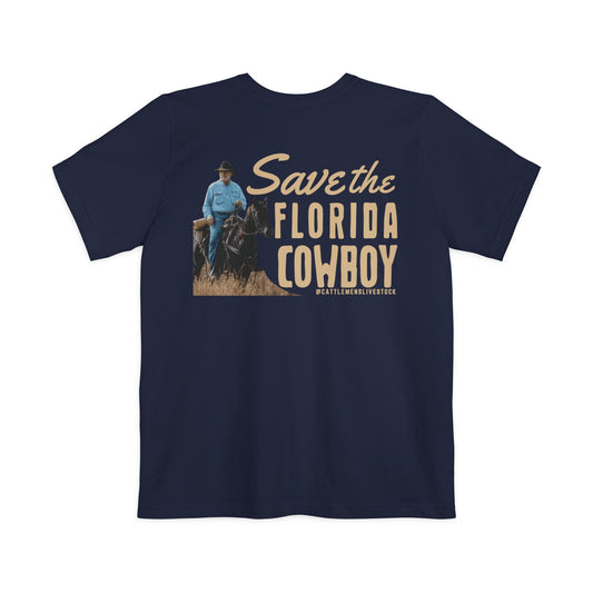 "Save the Florida Cowboy" - Navy Unisex Pocket T-shirt