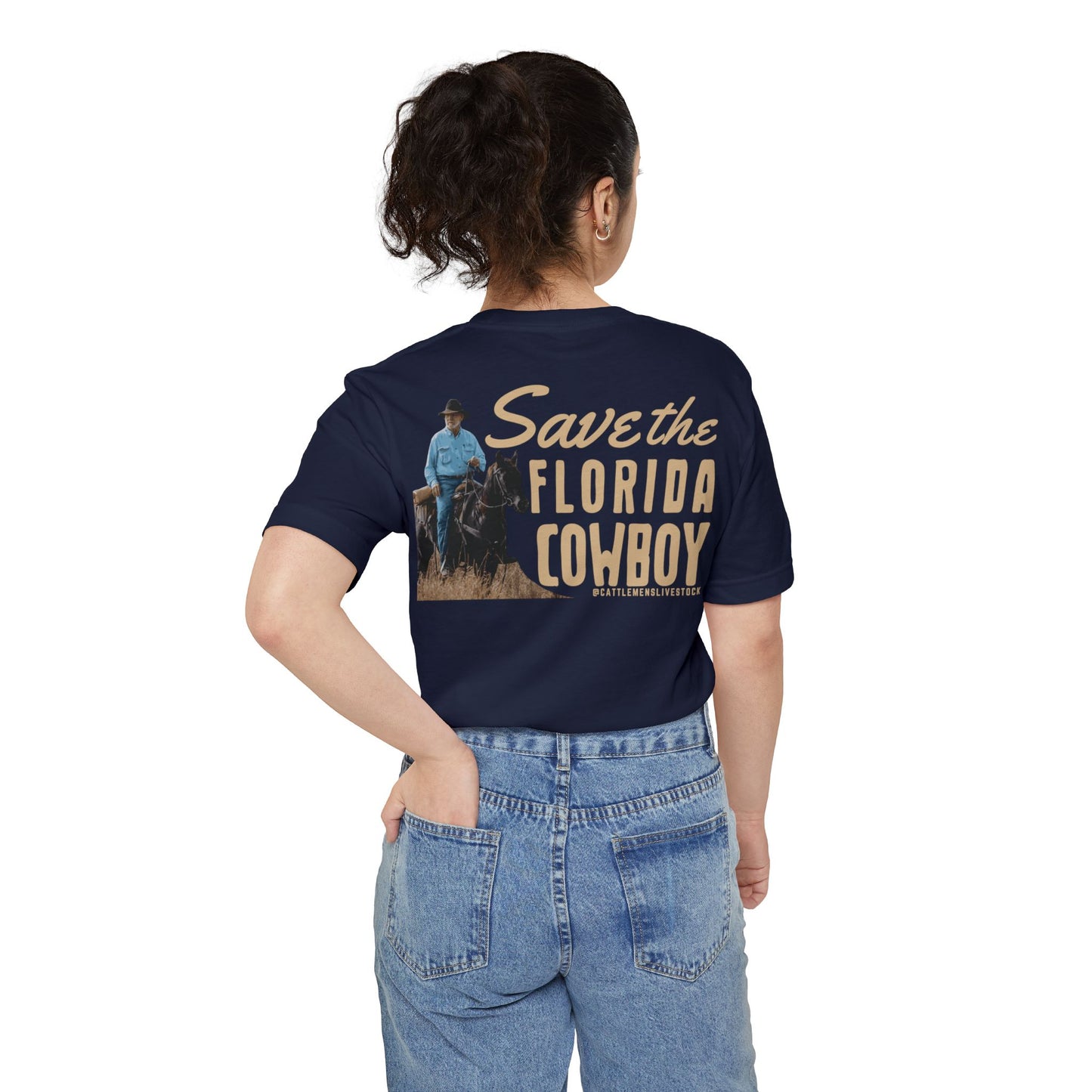 "Save the Florida Cowboy" - Navy Unisex Pocket T-shirt