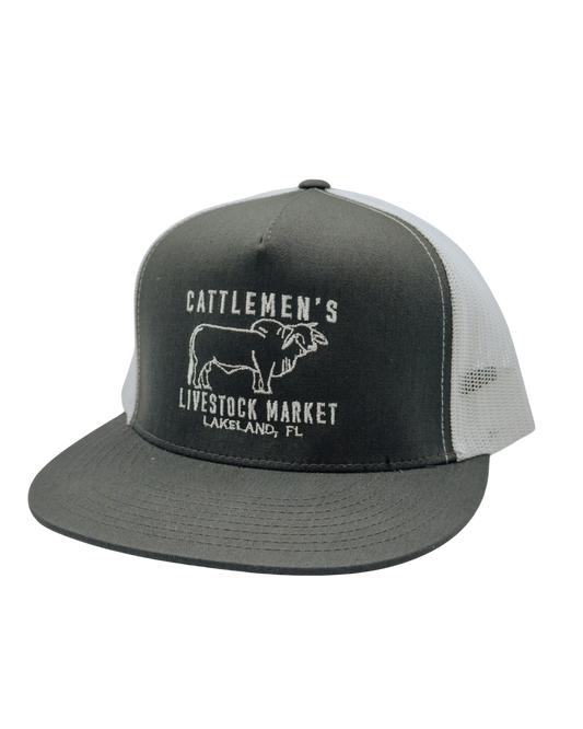 Cattlemen's Old School Logo Hat - Charcoal & white
