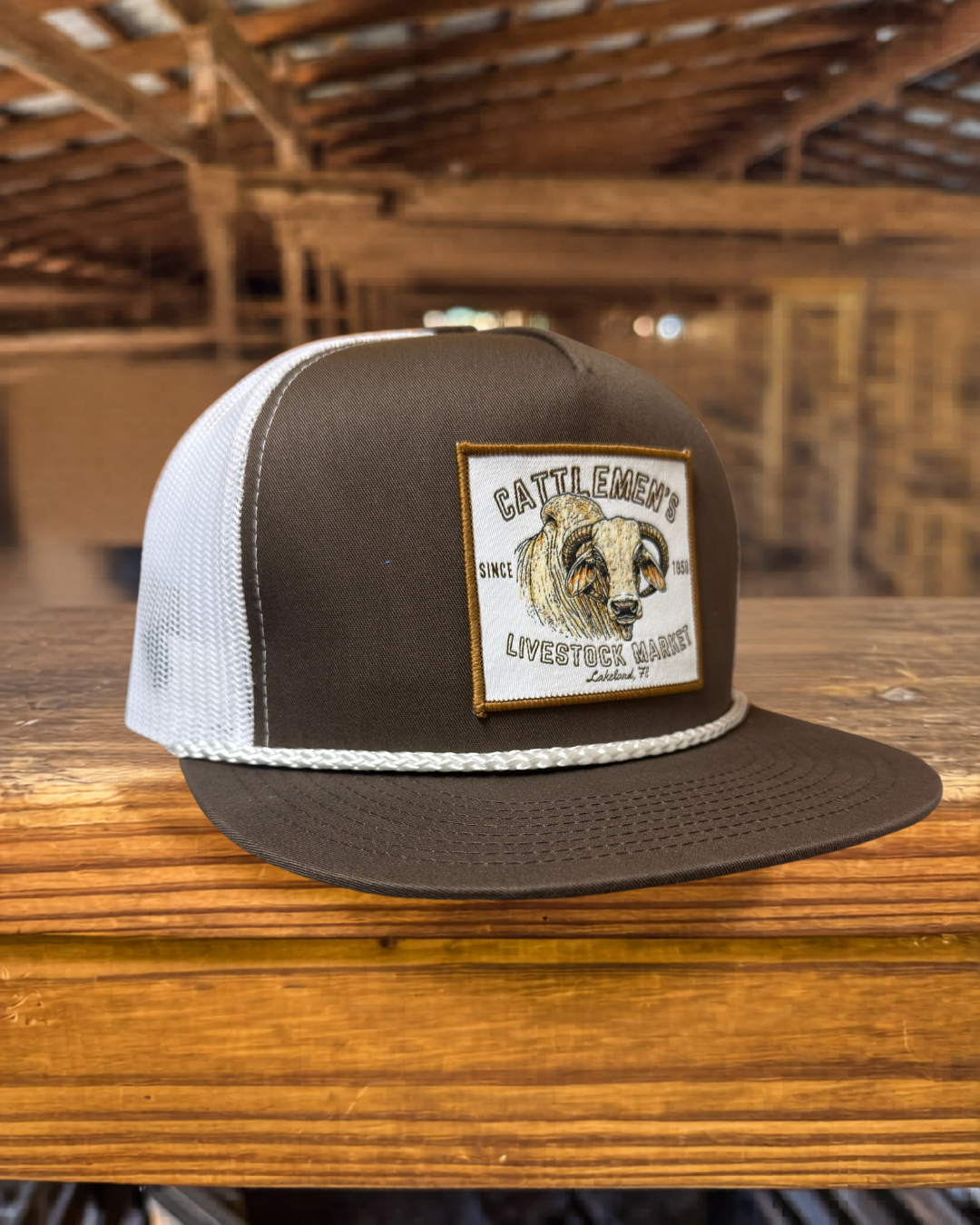 The Cattlemen's Patch Hats -Brown & white
