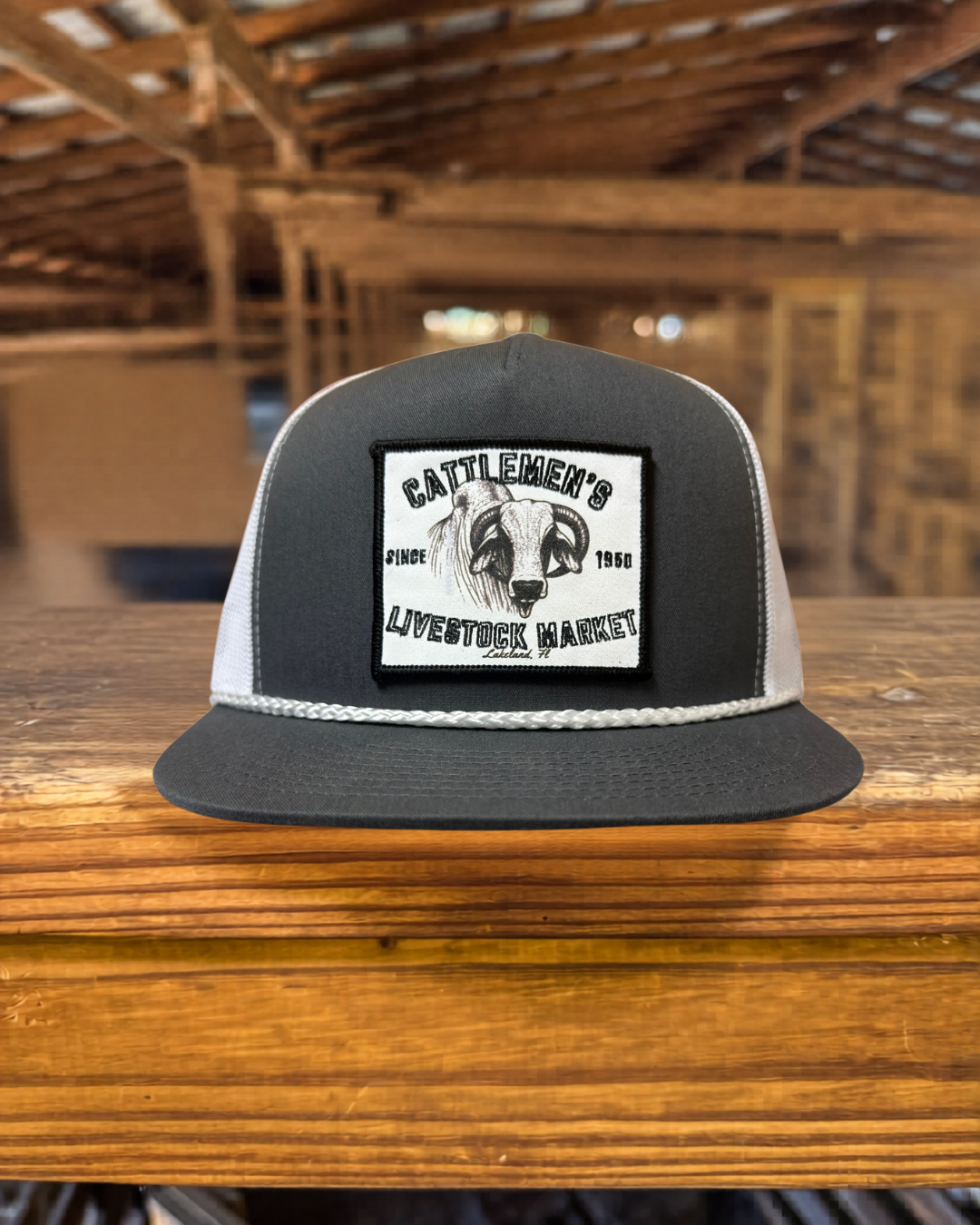 The Cattlemen's Patch Hats - Charcoal gray & White