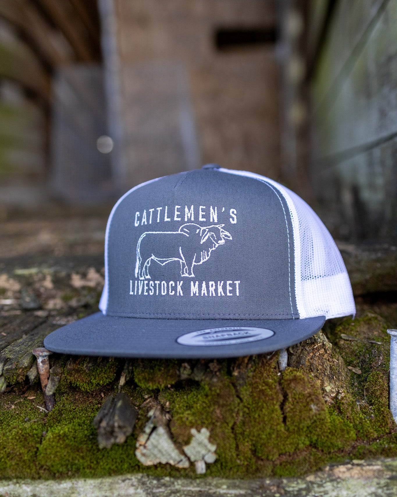 Cattlemen's Old School Logo Hat - Charcoal & white