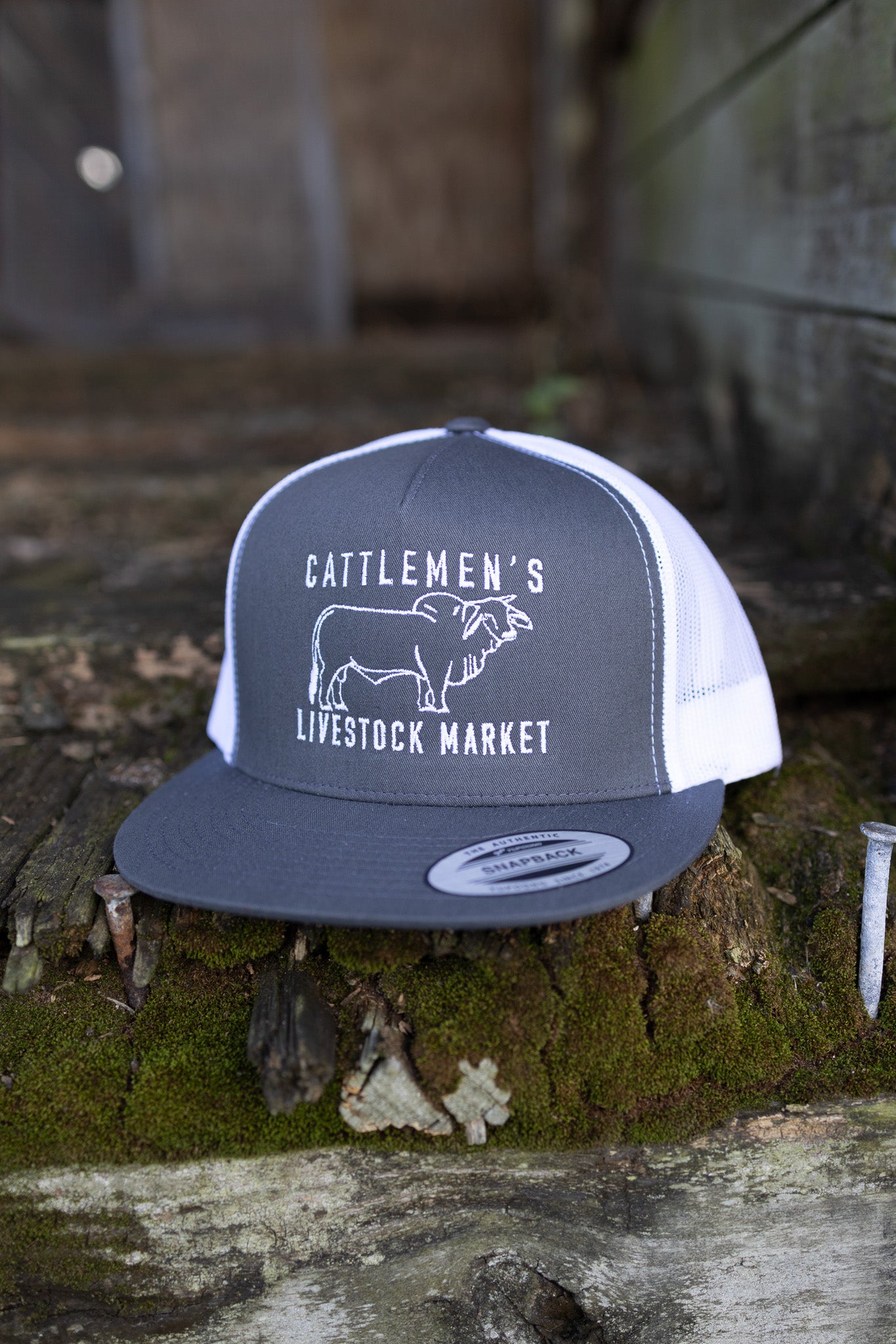 Cattlemen's Old School Logo Hat - Charcoal & white