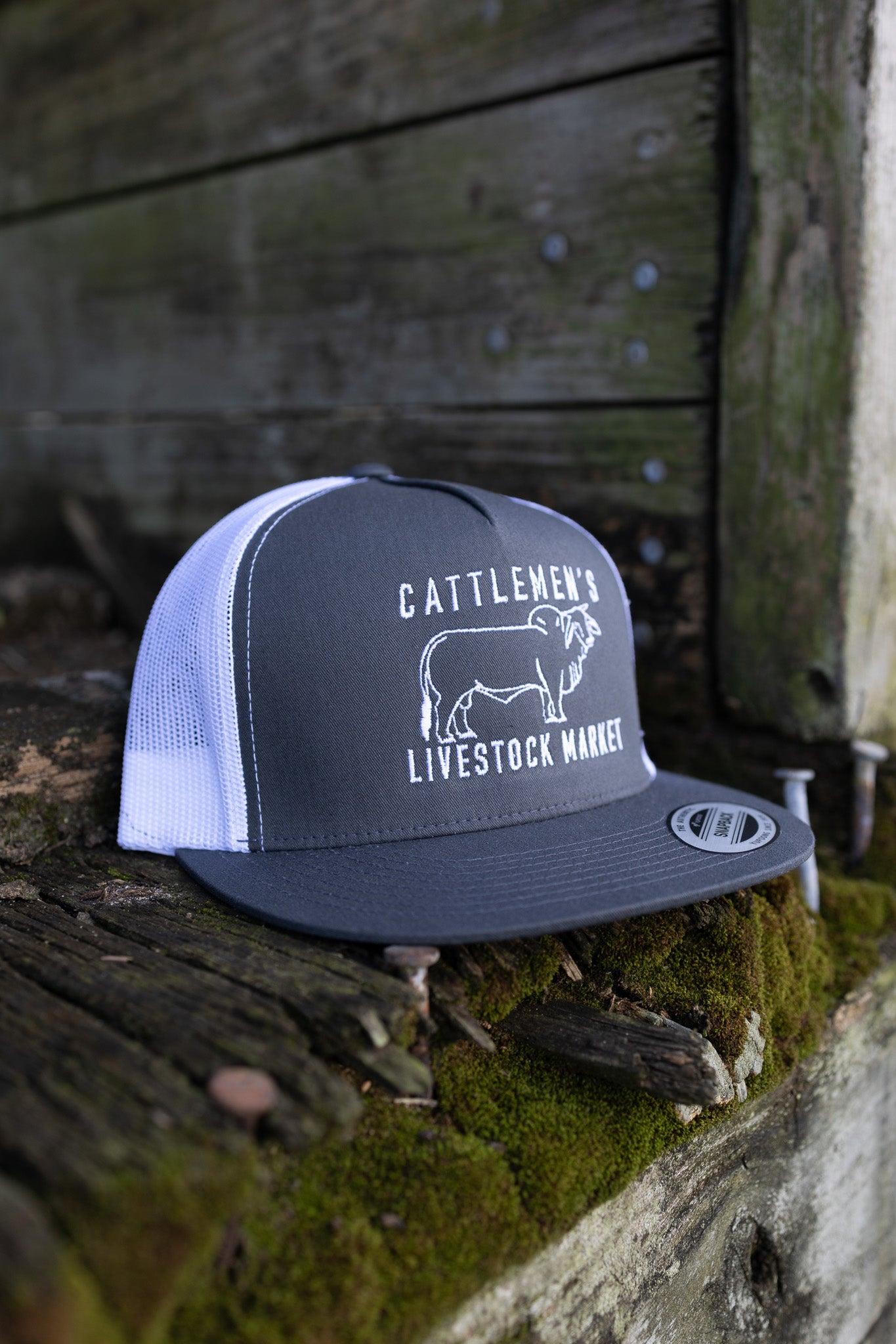 Cattlemen's Old School Logo Hat - Charcoal & white