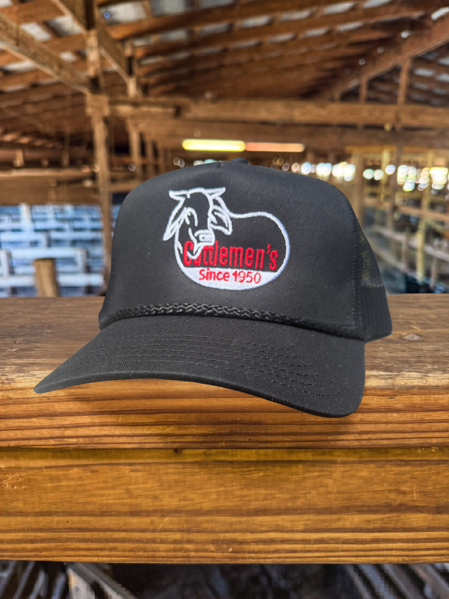Cattlemen's  Logo Hat -  Black/Red Rope