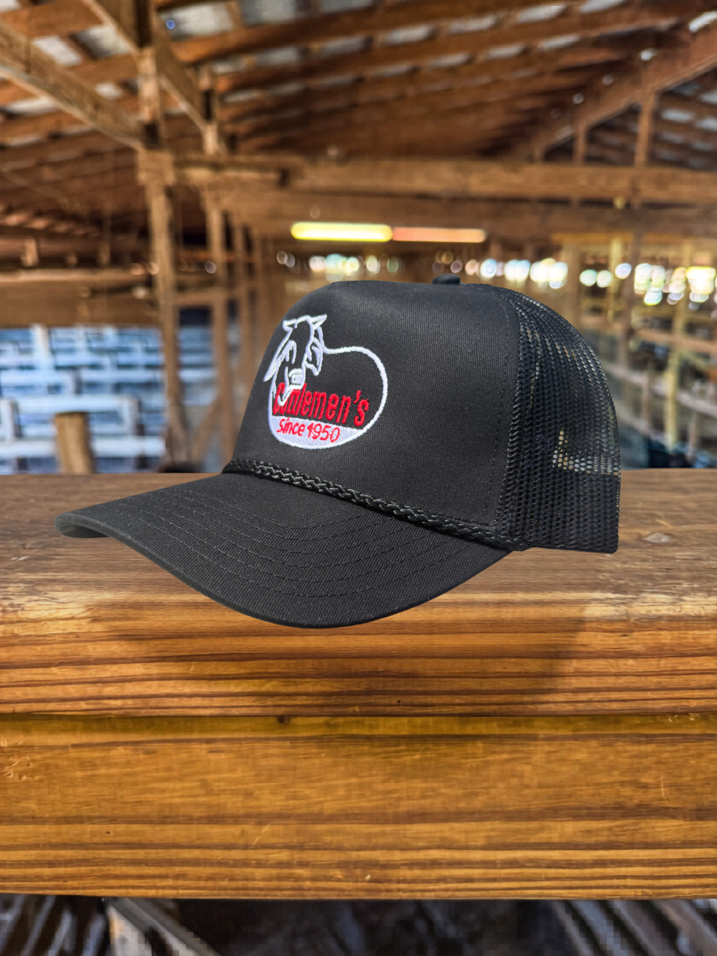 Cattlemen's  Logo Hat -  Black/Red Rope