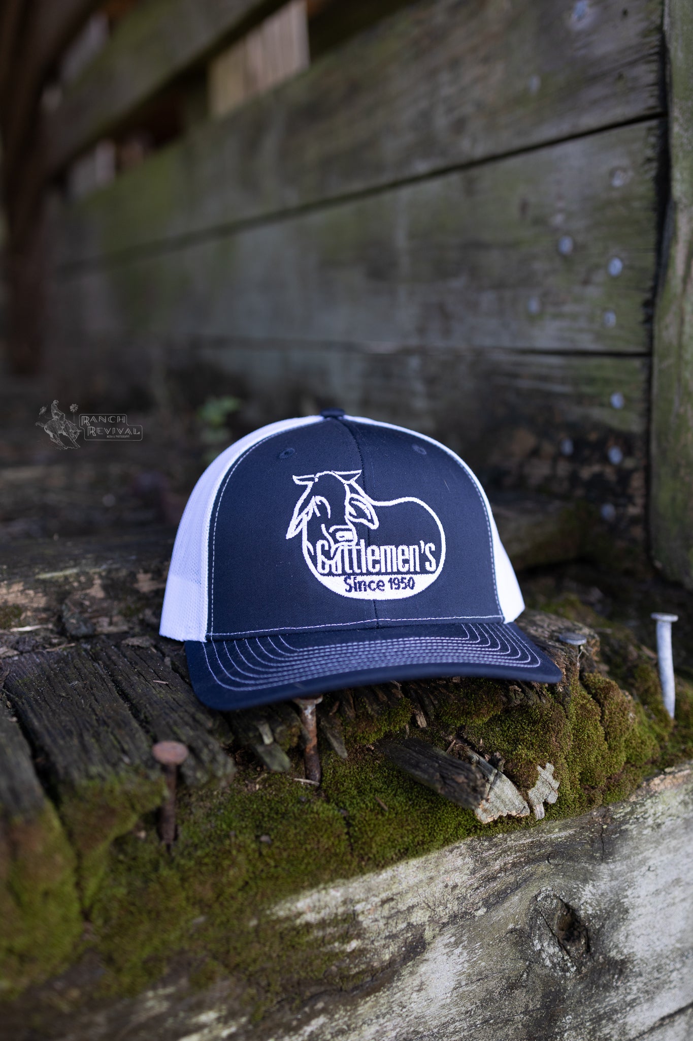 Cattlemen's Hat - Navy & White