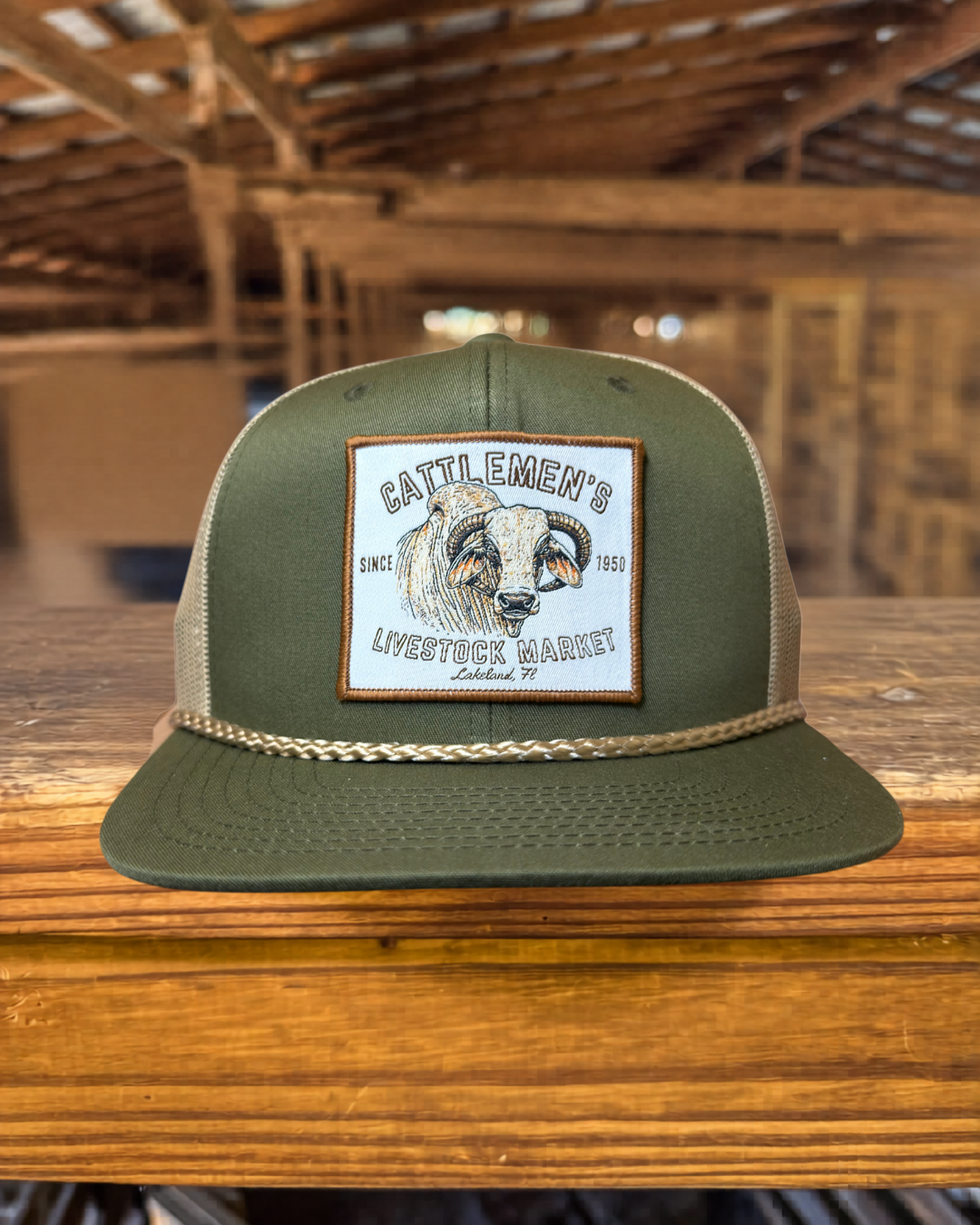 The Cattlemen's Patch Hats - Olive and Tan