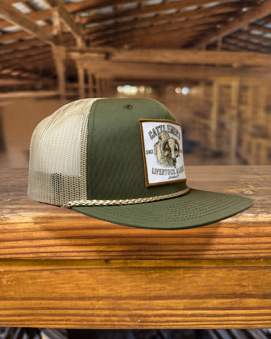 The Cattlemen's Patch Hats - Olive and Tan