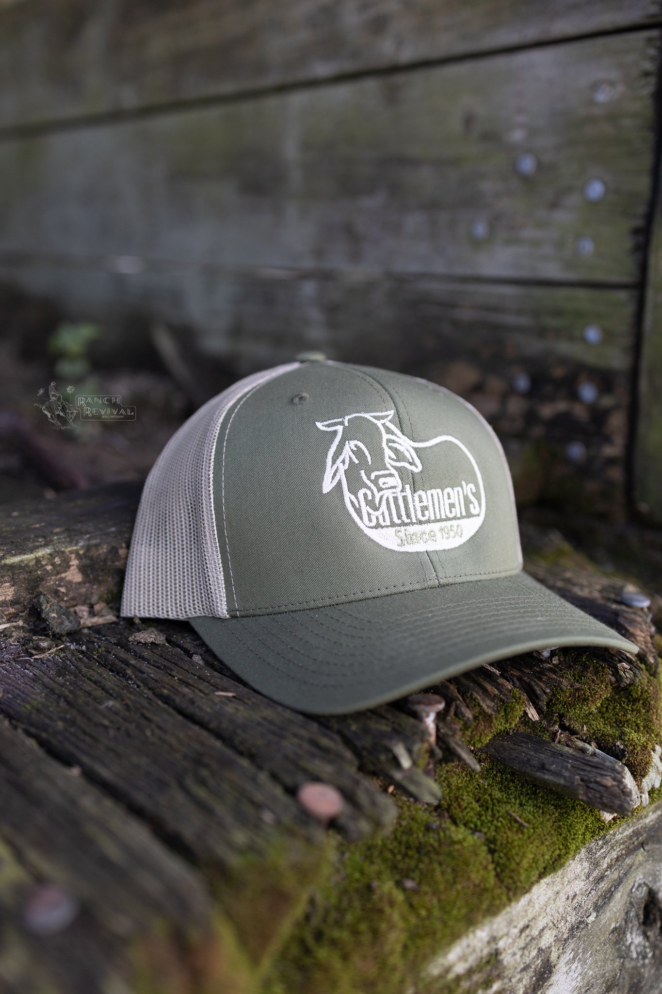 Cattlemen's  Logo Hat -  Olive & Tan