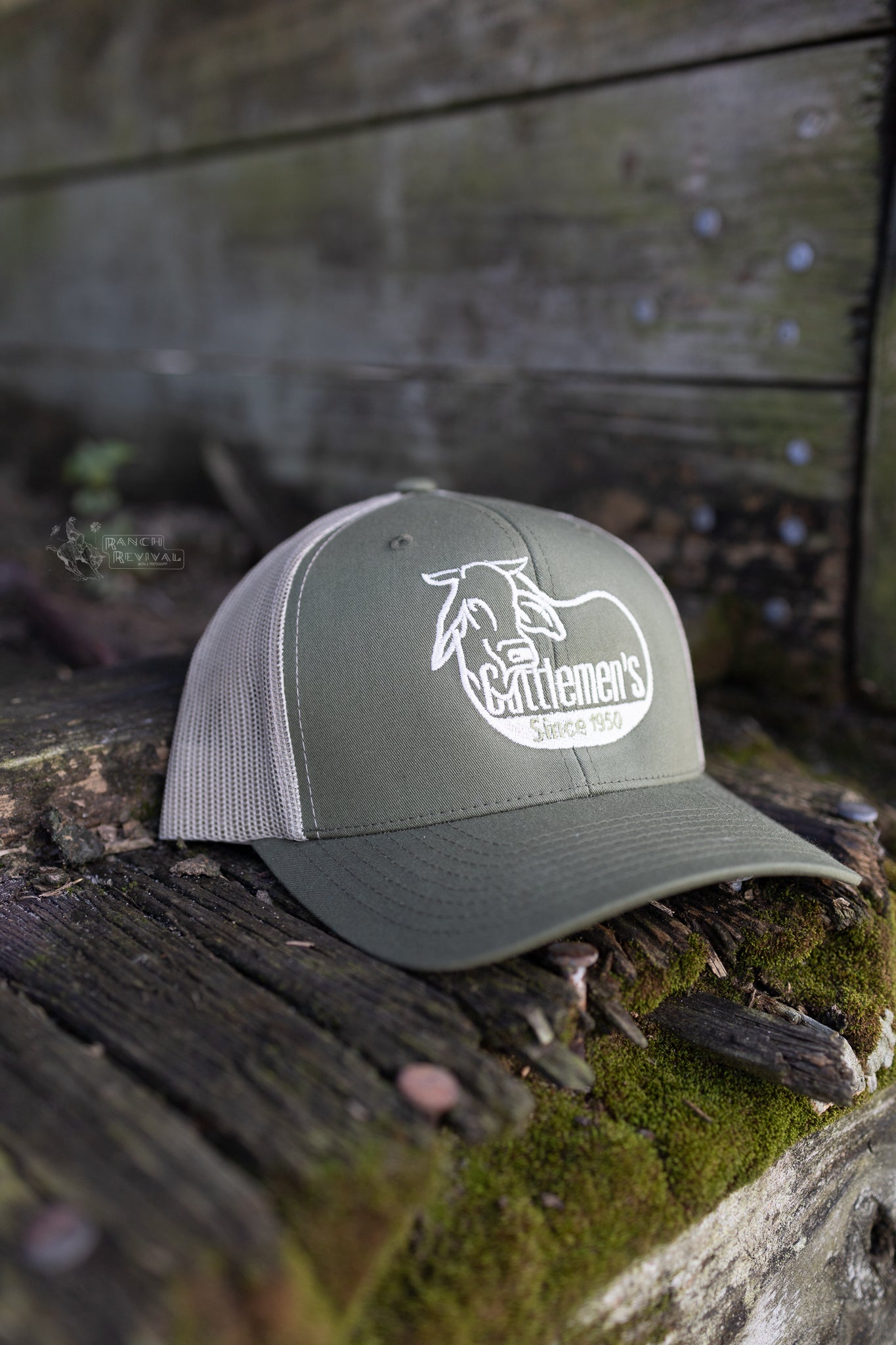 Cattlemen's  Logo Hat -  Olive & Tan