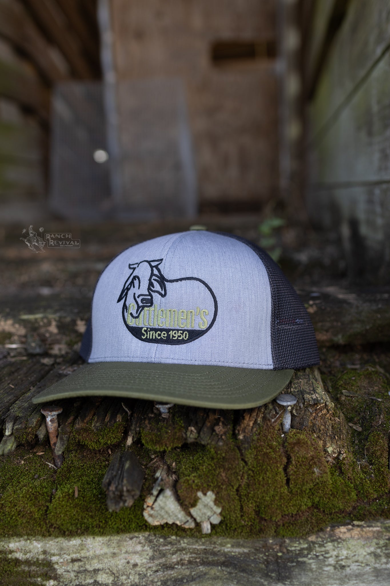 Cattlemen's  Logo Hat - Grey/ Black/ Olive Green